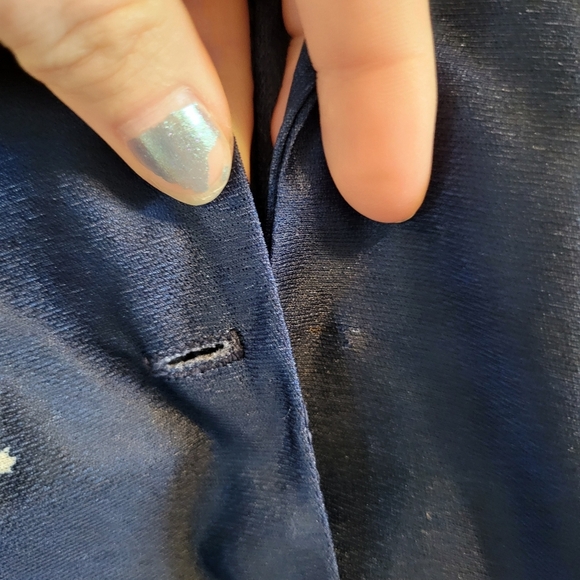 Vintage Tribute Navy Semi Sheer Collared Long Sleeve Dress - Picture 4 of 7